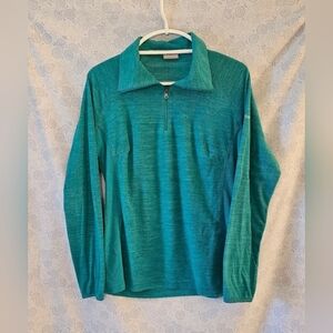 ✨️ Columbia 1/4 Zip Fleece Pullover Women’s Large Blue Green Outdoor Sweatshirt